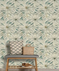 Smooth Vibes Peel And Stick Wallpaper Roll With Self Adhesive Contact Paper For Modern Home Decor Delivers Beige Green Vinyl Wall Covering, floral design.