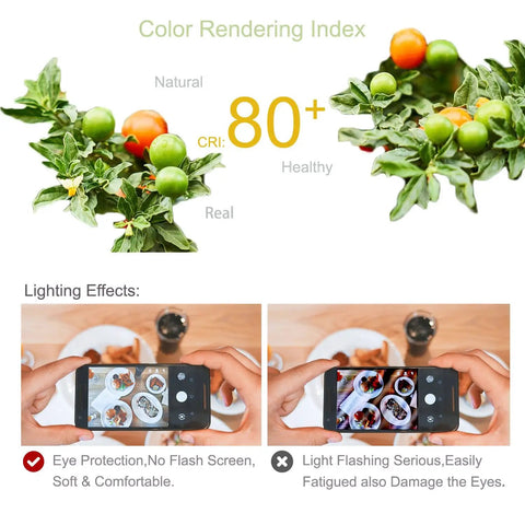 Color rendering index comparison using Grab Ultra Bright E12 LED Bulbs For Chandeliers And Ceiling Fans, 12W, daylight scenes.
