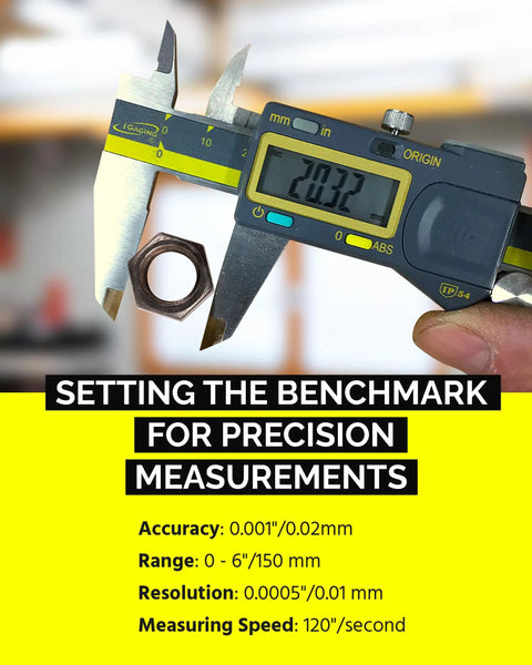 Absolute Origin 0 To 6 Inch Digital Caliper In IP54 Stainless Steel With SPC USB Output For Easy Data Transfer Inch And Metric Modes Case And User Manual Included Pro Grade Absolute Origin Retains Zero Reference For Quick Accurate Measurements