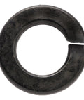 Close-up of a 5/16 Inch Black Split Lock Washer 100 Pack With Black Ruspert 1000 Coating For 5/16 Inch Fasteners