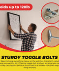 Spring Toggle Bolt Anchors Heavy Duty Wall Anchors for hollow walls being used to mount a frame.