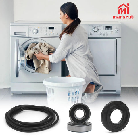 Woman loading laundry into a front load washer with Heavy Duty Front Load Washer Core Rebuild Kit With Legit Tub Bearings And Leak Proof Seals For Smooth Sailing Laundry Days And Zero Hassle Restoration That Truly Delivers.