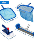 4 Piece All In One Pool Cleaning Kit With Heavy Duty Leaf Skimmer Net Deep Bag Skimmer Rotatable 90 Degree Scrub Brush And Wall Scrub Brush For Above Ground And Inground Pools Pole Not Included