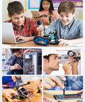 Children and adults using electronics repair kit and tools, showcasing practical applications of the Go To 150 In 1 Precision Screwdriver Set.