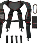 Gel Padded Tool Belt Suspenders For Construction Work Comfortable Support For Carpenters Electricians And DIY Projects Breathable Shoulder Straps Fits 3 Inch Wide Tool Belts Durable Heavy Duty Construction Gear with accessories