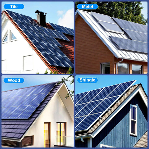 Heavy Duty Roof Solar Panel Mounting Bracket Kit for 1 to 4 Panels installed on tile, metal, wood, and shingle roofs