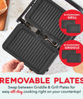 Dash MultiMaker Flex Press Grill With Swap-It Plates, Electric Indoor Countertop with removable grill and griddle plates.