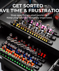 9 Piece Socket Organizer Set With 1/4 Inch 48 Clips, 3/8 Inch 45 Clips, And 1/2 Inch 36 Clips in toolbox drawer