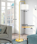 LED Floor Lamp With 3 Color Temperatures And Foot Switch, Tall Gold Standing Lamp For Living Room, Modern Design, 9W E26 Bulb Included