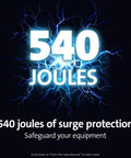 Guardian Six Outlet Power Strip With Fifteen Foot Surge Protector 540 Joules Black Indicator Light UL Listed Long Cord