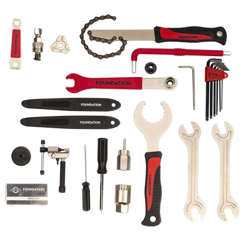 Essential 20 Piece Bike Tool Kit With Red Carrying Case For On The Go Repairs Includes Wrenches Allen Keys Bit Set Tire Levers Pliers And More