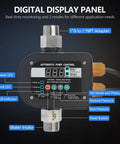 Plug Play Smart Pump Controller With Auto Water Level And Flow Tracking Digital Readout showing digital display panel.
