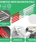 Assorted mini diamond files from Gundam Hobby Modeling Tool Kit 28Pcs For Builders And Hobbyists Pro Grade Modeling Tools with red handles