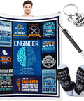 Engineer Appreciation Gift Set With Blanket, Multi Tool Pen, Keychain And Socks For Men, Gift for Husbands, Dads, Grandpas