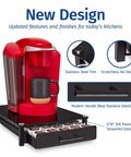 Premium Glass Coffee Stand With Pod Drawer For Keurig Coffeemakers Keeps Pods Handy On The Counter, Sleek Kitchen Organizer