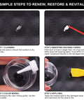 All In One Leather And Vinyl Repair Kit For Car Interiors And Home Furniture Fixes Scratches Tears Fading Stains On Couches with step-by-step process