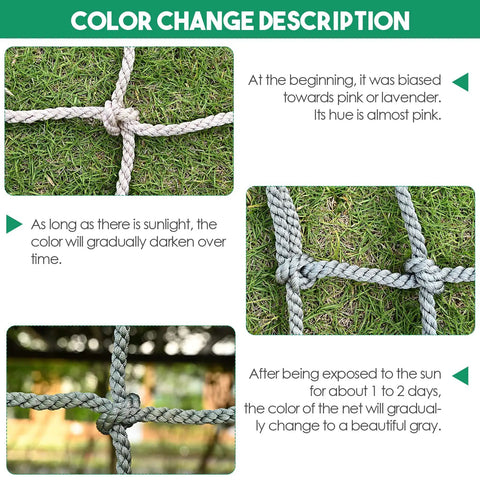 Playground Climbing Net For Kids Outdoor Playset Safe Cargo Rope Net With Nylon Rope Ladder Swing Balcony Banister Guard Durable 3.3 By 6.6 Feet Gray Finish