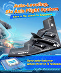 B2 Spirit Stealth Bomber RC Plane Ready to Fly 2CH Remote Control with 6 Axis Gyro Stabilizer against explosive background