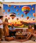 7x5ft Hot Air Balloon Backdrop With Colorful Rainbow Sky And Mountain Scene For Birthday Parties Welcome Events