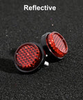 Red Reflectors Motorcycle License Plate Bolts And Nuts Set For Motorcycle And Bicycle Round Screws And Fasteners Reflective Frame Hardware Easy Install Durable Stainless Steel By Muoqele, close-up view of 2 reflective red bolts on black background.