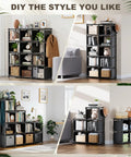 12-Cube Metal Book Shelf Storage Organizer DIY Bookcase Tall Black Shelving Unit For Bedroom Living Room Office Closet