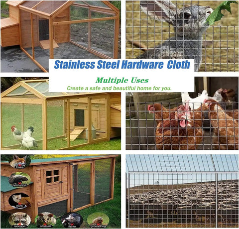 Heavy Duty Stainless Steel Hardware Cloth 23 Gauge One Quarter Inch Openings 16 Ft By 8 Ft Welded Wire Mesh for fencing projects.
