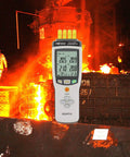 Digital thermometer in industrial setting, related to 5 Pack High Accuracy K Type Thermocouple Probes With Mini Connector, 1 Meter Lead.