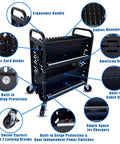 Slick 32 Device Laptop Charging Cart With Built In Surge Protection showing ergonomic handle and cable management features.
