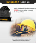 Safety accessories with KwikSafety drawstring bag, hard hat, and gloves. Purchase includes Gibbon Grip 3 Ft Cross Arm Safety Strap 2 Pack
