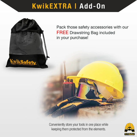 Safety accessories with KwikSafety drawstring bag, hard hat, and gloves. Purchase includes Gibbon Grip 3 Ft Cross Arm Safety Strap 2 Pack