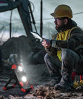 Worker using 2Pack Rechargeable LED Work Light With Magnetic Bases, 2500LM 6500K Cool White, 12 Hour Run Time outdoors