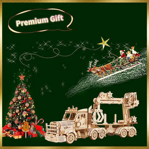 3D Wooden Puzzle for Adults and Teens, Mechanical Truck Crane Model Kit, DIY Wood Craft Hobby Toy, Family Project for Hobbyists, Women and Men, 428 Pieces, Challenging Hands On Build, Educational Fun, beige wooden truck crane