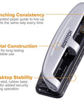 EZ Squeeze Three Hole Punch For 12 Sheets No Jam 50 Percent Less Force Heavy Duty Metal Construction With Built In Ruler
