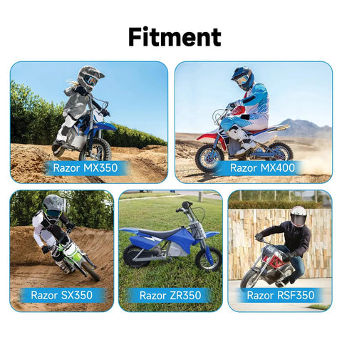 Heavy Duty 126 Link Drive Chain With Chain Tensioner Replacement For Razor MX350 MX400 SX350 ZR350 Dirt Rocket Bikes shown in use
