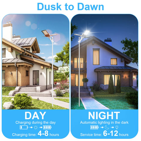 Solar Powered 300W LED Street Light For Outdoors Waterproof Dusk To Dawn Parking Lot Lighting With Remote Control Aluminum