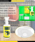 Portable Eye Wash Station Wall Mounted Emergency Eye Wash Kit With Two 16.09 Oz Bottles on display