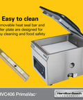 Built Tough Commercial Chamber Vacuum Sealer Cranks Out Double Bags At Lightning Speed With 16 Inch Seal Bar And Ten Custom Programs Plus Nsf Certified JetAire Pump For Serious Food Storage, showing removable heat seal bar and filler plate.
