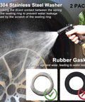 2 Pack Full Size Pistol Grip Hose Nozzles With Adjustable Spray used for car washing, showing high pressure water flow on wheel