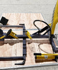 5 Ton Hydraulic Auto Body Dent Puller Kit With Pneumatic Sheet Metal Straightener And Portable Repair Stand For Easy One Person Panel Repair And Serrated Chain Clamps For Secure Dent Removal Pro Grade, yellow steel stand