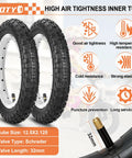 Two Pack Kids Bike Tire Set, 12 And 12.5 Inch Folding Replacement Tires, tubes, and levers with puncture prevention features