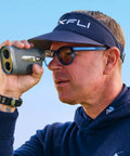Man using Captain Air Golf Rangefinder With Slope And GPS Distances, 1000 Yard Laser Range Finder, 6x Magnification, HD Display