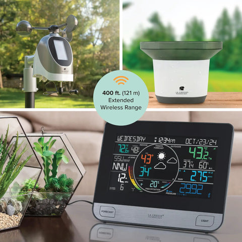 WiFi Pro Weather Station With Indoor And Outdoor Sensors For Real Time Temp Humidity Wind Speed And Rain Tracking, Alerts System