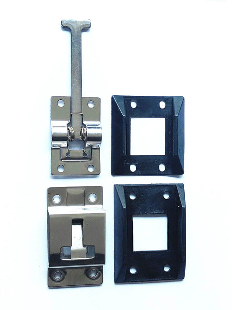 Polished Stainless Steel T Style RV Door Holder and Entry Door Catch for Camper Trailer and Motorhome, mounting screws not included.