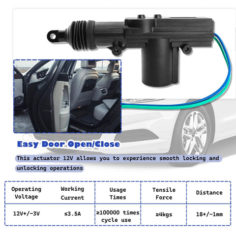 Two Piece Motorized Door Lock Actuator Kit With Tool Set 12V Two Wire Car Unlock System, door lock and car interior
