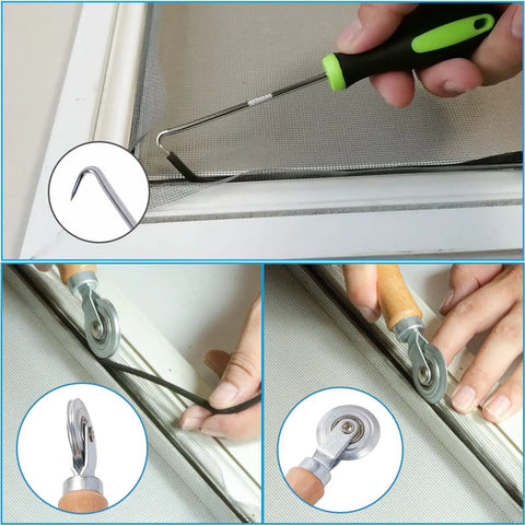 Using Window Screen Spline 0.125 Inch By 100 Foot Black Retainer For Securing Screen Mesh In Frames, DIY Window Repair Tool