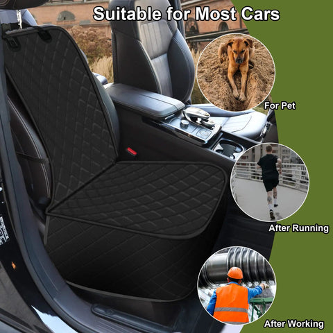 2 Pack Front Seat Cover For Dogs Waterproof Pet Car Seat Protector Nonslip Scratch Proof Dog Seat Cover in black fits most vehicles.