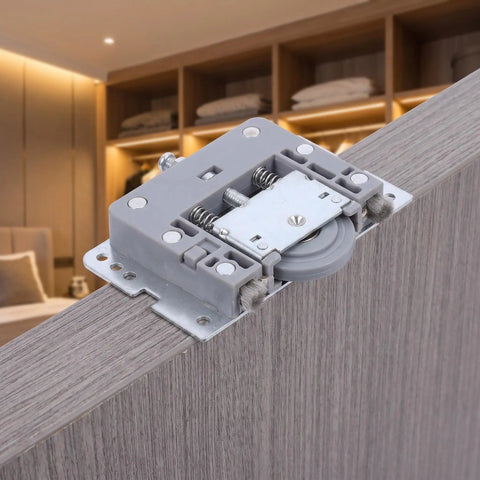Smooth Sliding Closet Door Rollers With Built In Damping for wooden wardrobe panels in modern home setting.