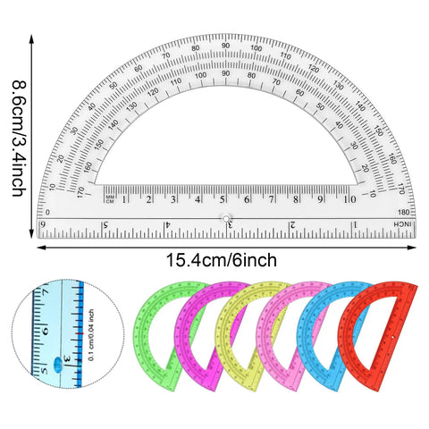 Clear 6 Inch Protractor Set Of 2 For Geometry Classrooms And Offices See Through 180 Degree Protractors With Easy Read Scale Transparent