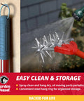 Rotary Cultivator With Detachable Tines And Long Handle being cleaned with water spray for easy maintenance