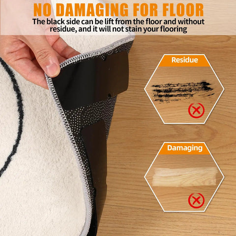16 Pack Rug Tape Double Sided Carpet Tape Pads Grippers For Rugs On Hardwood Floors And Tiles Non Slip Pads Prevent Sliding Curling Or Bunching No Residue Easy To Remove showing no residue effect